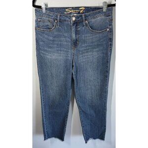 Seven7 Tower Straight Crop Jeans Womens 10 Raw Hem Stretch High Rise Straight Le